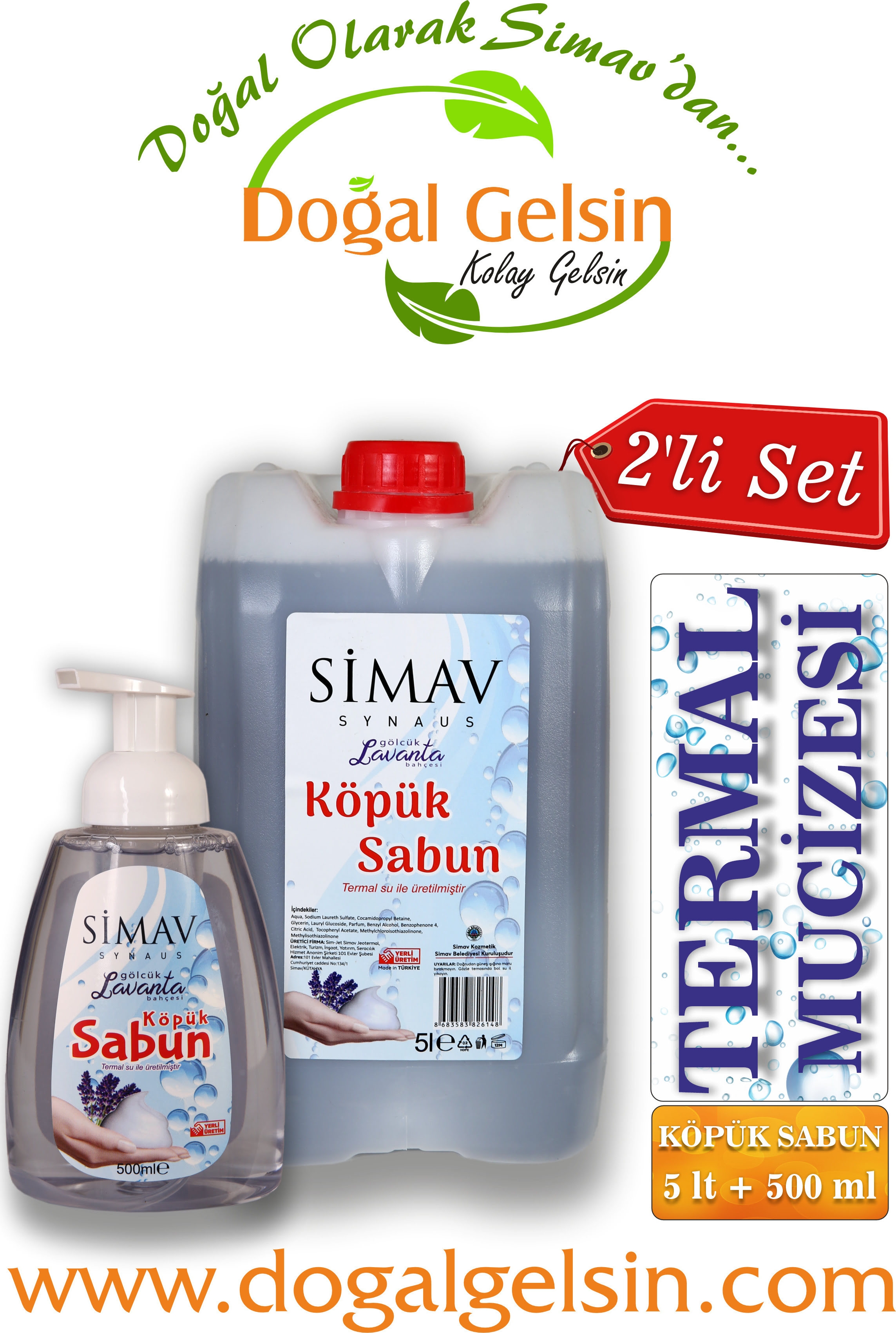 Simav%20Synaus%20Termal%20Sulu%20Lavanta%20Özlü%20Köpük%20Sabun%20Seti%202’li%20-%205%20Lt%20+%20500%20ml