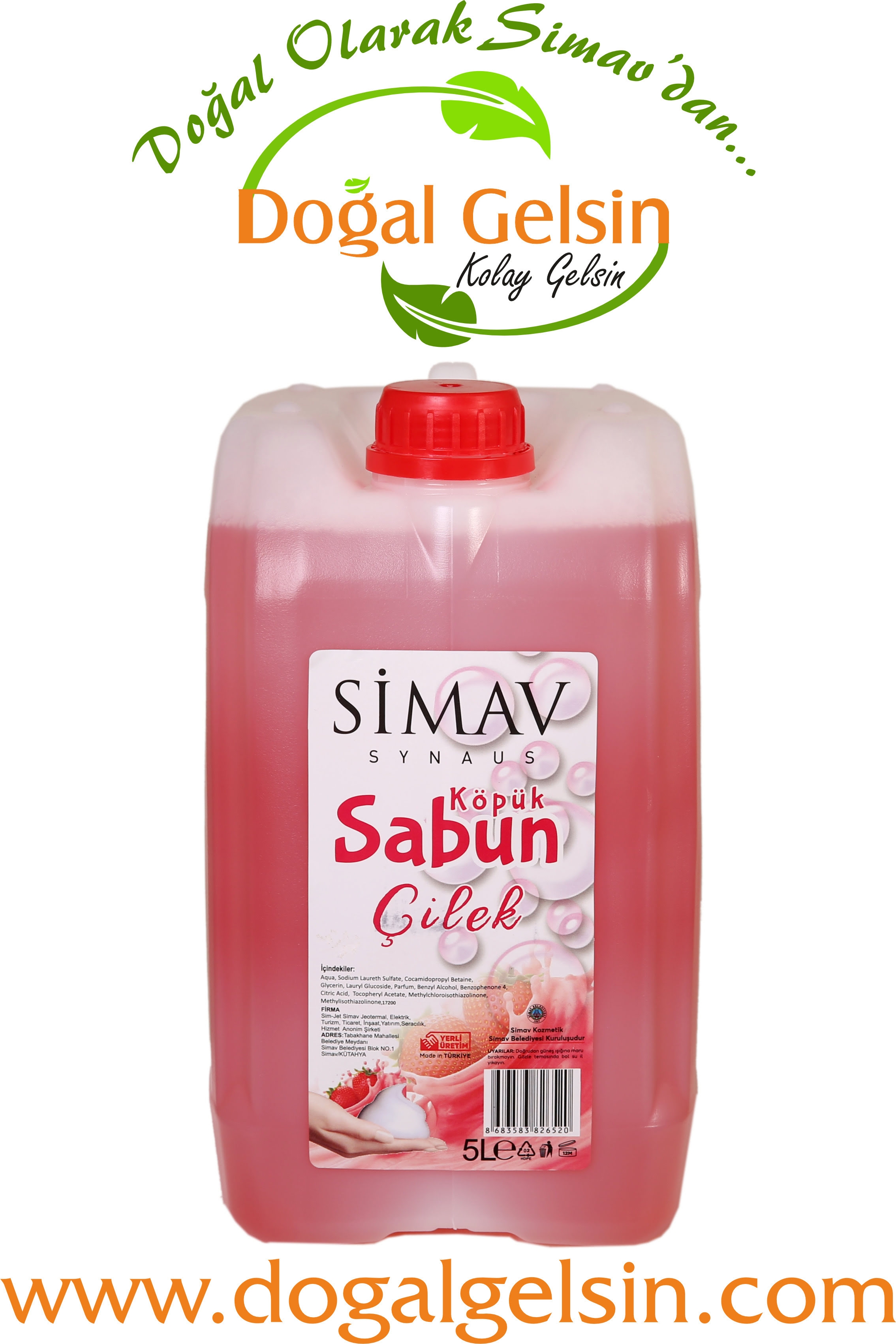 SİMAV%20Termal%20Sulu%20Çilek%20Özlü%20Köpük%20Sabun%20Seti%202’li%20-%205%20Lt%20+%20500%20ml
