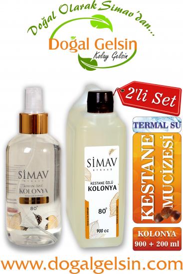 SİMAV Kestane Özlü ve Termal Sulu Kolonya 2’li Set 900ml + 200ml