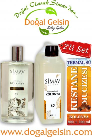 Simav Synaus Kestane Özlü ve Termal Sulu Kolonya 2’li Set 900ml + Cam 200ml