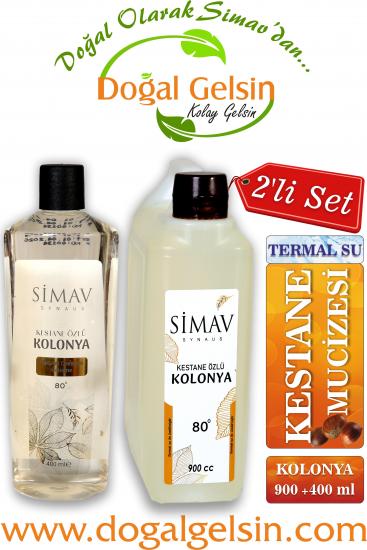 SİMAV Kestane Özlü ve Termal Sulu Kolonya 2’li Set 900ml + 400ml