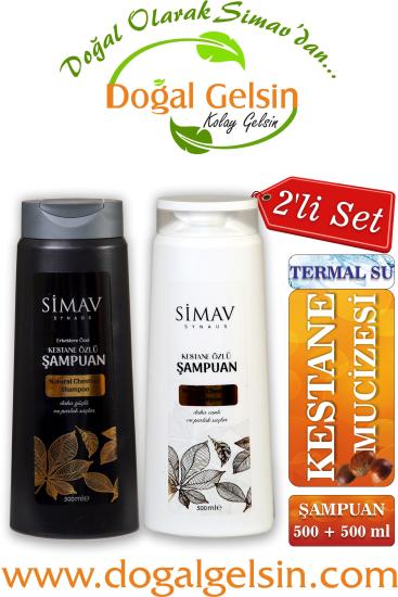 Simav Synaus Kestane Özlü ve Termal Sulu Şampuan Seti 2’li - 500 ml